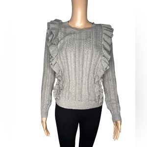 Very J women’s gray long sleeve ruffled sweater size M
